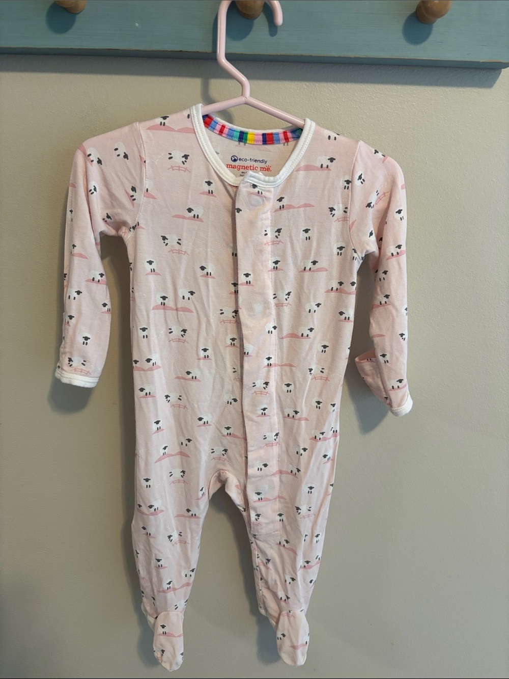 Magnetic Me Baa Baa Baby Pink Sheep Modal Magnetic Footie Sleeper 0-3 Months